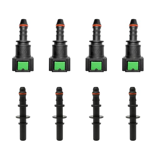 Fuel Line Quick Connect Set, 4 Sets Fuel Line Hose Quick Release Connect Fittings Include Straight Pipe Connector SAE 7.89mm to ID 6mm - color: 4 Sets Fuel Line Quick Connect SAE 7.89mm to ID 6mm