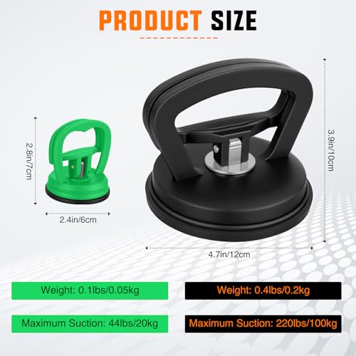 GOOACC Car Dent Puller 3 Pack Black Green Powerful Suction Cup Puller with Handle Lifter Large & Small Pullers Paintless Dent Repair Tool Kit for Car Body Fridge Glass Tiles Screen Object Moving - color: Black+Green