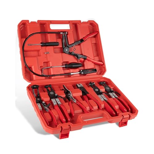 Sakerplus Professional Hose Clamp Kit, Pliers Set - Complete Fuel Line Tool Kit with Hose Removal Pliers & Clip Tools for Automotive Maintenance (9 in 1 Set) - style: 9 in 1 Set
