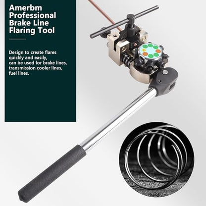 Professional Brake Line Flaring Tool, 45 Degree Set, Single Double and Bubble Flares Tool Kit for Steel, Copper Tube