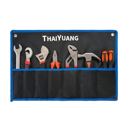 7 Pockets Tool Pouch Roll-Up Storage Bag for Hand Tools or Wrench Heavy Duty Canvas Bag Organizer - style: 7 Pockets