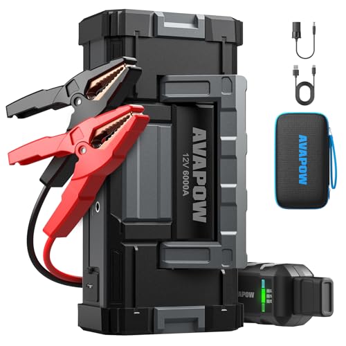 AVAPOW 6000A Jump Starter Battery ack(for All Gas or up to 12L Diesel) Powerful Jump Box with DC Output and Dual USB Quick Charge,12V Jump Pack with Built-in LED Bright Light