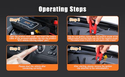 Cros 3500A Car Battery Jump Starter, 24000mAh Battery Booster Pack with Wireless Charger, 12V Portable Jump Box Jumper Starter for Up to 9.0L Gas & 7.0L Diesel Engines, Power Bank & LED Flashlight