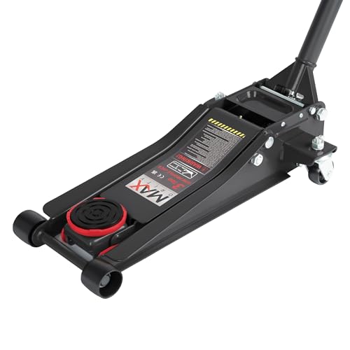 Maxority 3-Ton (6600lbs) Low Profile Hydraulic Heavy-Duty Steel Floor Jack with Dual Pistons Quick Lift Pump, Home and Workshop Car Maintenance for Various Vehicles (Red, 3 Ton Low Profile) - color: Red