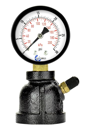 Gas Test Pressure Gauge, 1” FNPT Connection, Brass Valve, Chrome Plated Steel Body Assembly. (Steel Black, 1" FNPT 0-30 psi) - size: 1" FNPT 0-30 psi, style: Steel Black