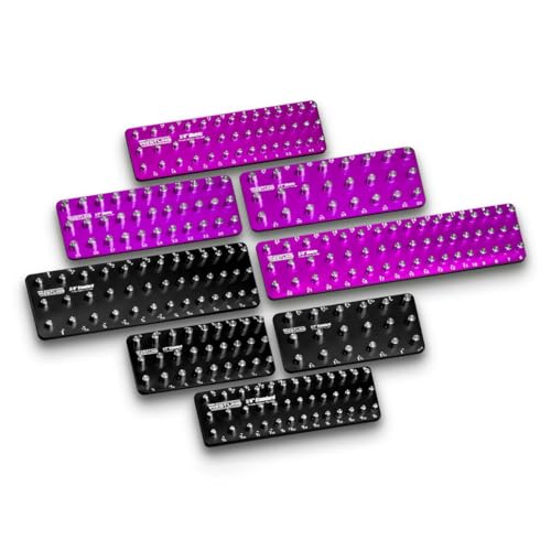 Westling USA Premium Aluminum Professional 8 Piece Socket Tray/Organizer Set, Holds 273 Standard and Metric Sockets (Black/Purple, 3 Row) - color: Black/Purple, size: 3 Row