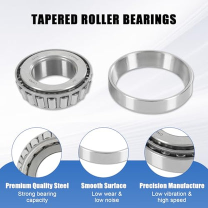 2 Sets Trailer Wheel Hub Bearings Kit L44643/L44610 Bearings (1.000" ID, OD 1.980", Width 0.580"), 12192TB Grease Seals (1.980" OD), Dust Cover and Cotter Pin for 1'' Trailer Axles