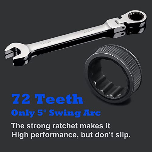 Qnkaa Flexible Ratchet Wrench Set 8pcs 9-17mm Spanner Gear Ring Ratcheting Combination Flexi Wrenches Kit Metric Flex Head - size: Metric 8pcs