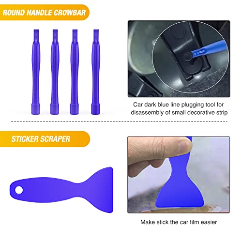 GOOACC 102Pcs Trim Removal Tool, Auto Push Pin Nylon Bumper Retainer Clip Set Fastener Terminal Remover Tool Round Handle Crowbar Pry Kit Car/Radio Panel - color: 60Pcs Clips + 42 Remover