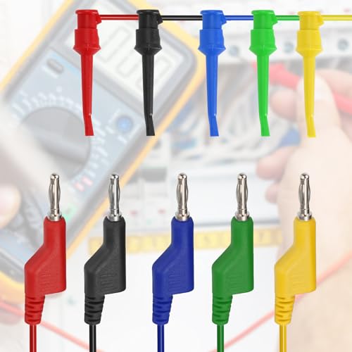 Sumnacon Multimeter Test Lead Set - 5Pcs Stackable Banana Plug to Test Hook Wire Cable Kit with Protective, Flexible Wire Leads for Electrical Testing 500V/5A 6.6Ft/2M - size: 6.6 ft