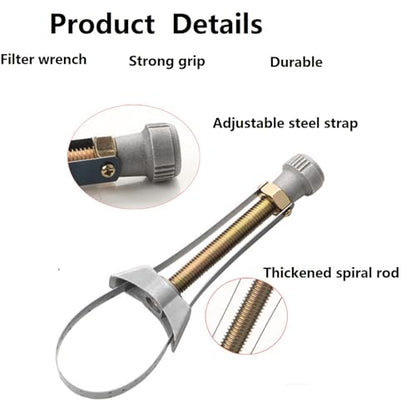 Adjustable Oil Filter Removal Strap Wrenchs Tool, 2025 New Strap Wrenchs Heavy Duty Oil Filter Tool, 2 In 1 Universal Multifunctional Oil Filter Removal Too For Car, Truck, Excavators