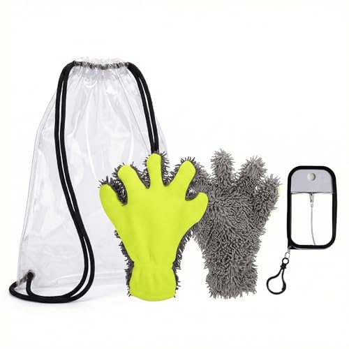 Dog Paw Cleaner Kit with Spray Bottle and Chenille Mitt | Portable paw wash set, microfiber mitt, waterproof storage bag for hiking and car trips