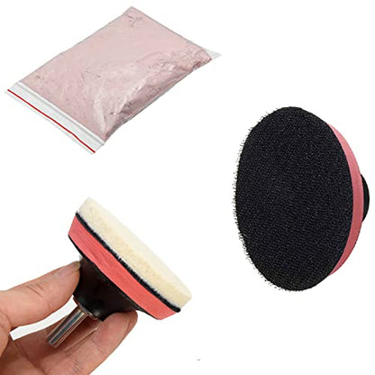 Kakalote 9Pcs/Set Glass Polishing Kit Multifunctional Deep Scratch Remover Car Polish Pad Cerium Oxide Polishing Powder Felt Polishing Wheel Set for Windscreen and Glass Repair