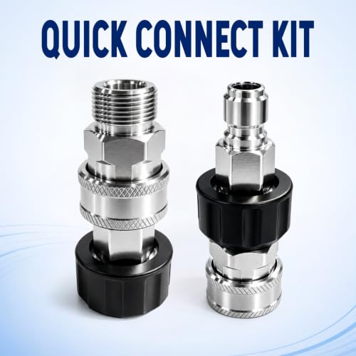 Pressure Washer Quick Connect Kit, Stainless Steel M22-14mm to 3/8 Quick Connect Adapter Set, Pressure Washer Fittings, Hose Connector for Spray Gun, Pump and Foam Cannon, 4 Pack