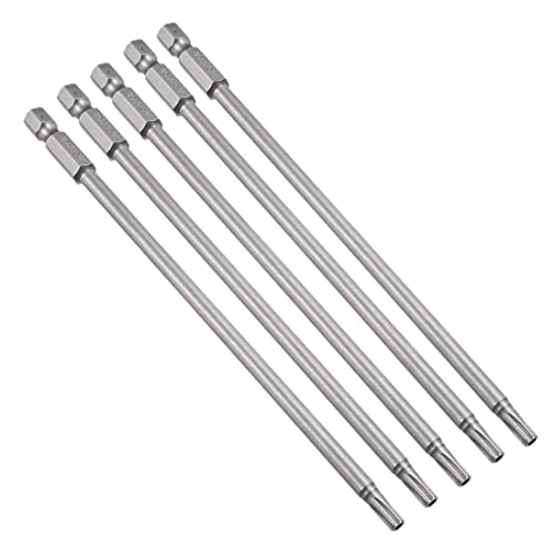 uxcell 5 Pcs T20 Magnetic Torx Screwdriver Bits, 1/4 Inch Hex Shank 5.9-inch Length S2 Security Tamper Proof Screw Driver Kit Tools - size: T20
