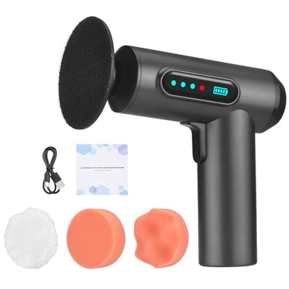 Cordless Car Buffer Polisher kit w/ 2000mAh USB-C Rechargeable Batteries, Portable Car Buffer Waxer Kit w/ Extra 3pcs Disc, Polisher for Car Detailing Boat Sanding Scratch Removing