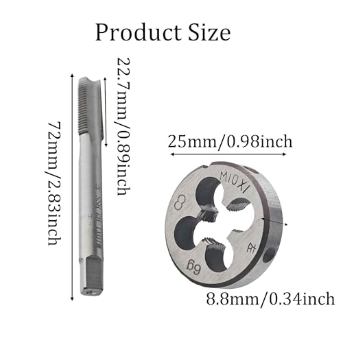 M10 x 1.0 Left Hand Metric Tap and Die Set, High Speed Steel Threading Kit for Reverse Thread Repair and Machining - size: M10 x 1.0