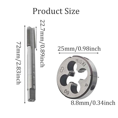M10 x 1.0 Left Hand Metric Tap and Die Set, High Speed Steel Threading Kit for Reverse Thread Repair and Machining - size: M10 x 1.0
