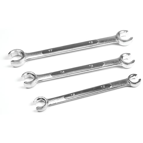 Performance Tool W350M 3-Piece Metric Flare Nut Wrench Set | Automotive brake line and soft fitting wrenches. Heat treated drop forged steel with polished chrome finish - size: 3pc Metric Flare Nut Wrench Set