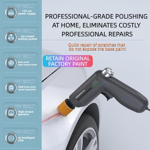 12V Mini Polisher and Buffer Kit for Cars - 3 Speed Dual Action Car Polisher with 3 Pads for Detailing, Waxing & Scratch Removal Scratch Vehicle Polisher