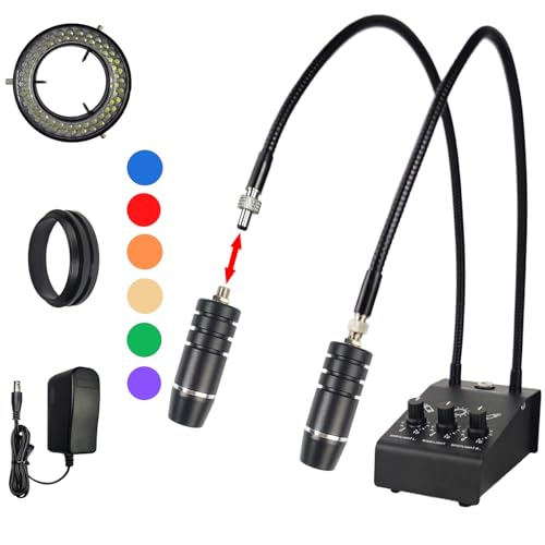 Microscope Light Source Dual Gooseneck Spotlight 3W 6500K for Lab, Industrial, Biological Stero Microscope Illuminator for Electronic PCB Watch Repair (Spotlight-A) - color: Spotlight-A