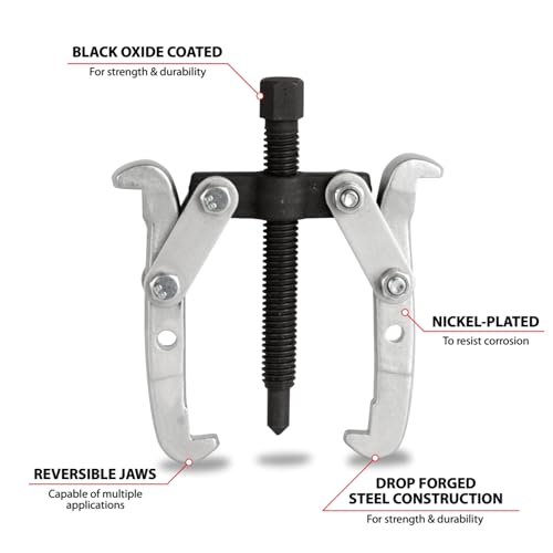 Performance Tool W84500 4-Inch 2 Jaw Gear Puller Removal Tool for Gears, Pulley, and Flywheel (4" Spread, 3-1/2 Reach)