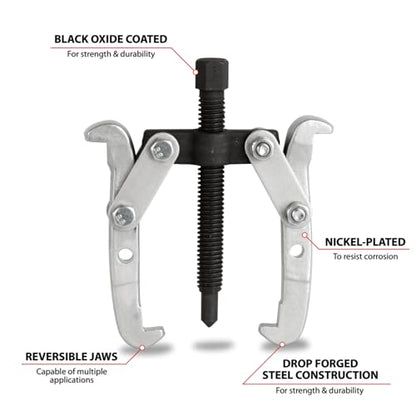 Performance Tool W84500 4-Inch 2 Jaw Gear Puller Removal Tool for Gears, Pulley, and Flywheel (4" Spread, 3-1/2 Reach)