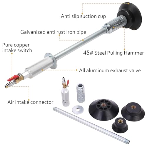 Upgraded Car Dent Air Pneumatic Dent Puller Heavy Pneumatic Sag Repair Pull Hammer Slide Hammer Tool Kit Dent Repair Suction Cup Slide Tool with 3PCS Suction Cup