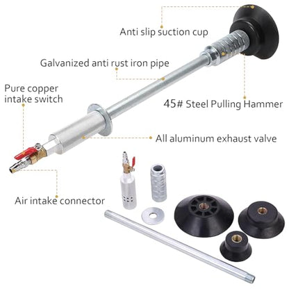 Upgraded Car Dent Air Pneumatic Dent Puller Heavy Pneumatic Sag Repair Pull Hammer Slide Hammer Tool Kit Dent Repair Suction Cup Slide Tool with 3PCS Suction Cup