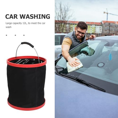 SOLUSTRE Foldable Collapsible Cleaning Bucket Handle for Car Washing Fishing and Camping Heavy-Duty Portable Water Container for Outdoor Use