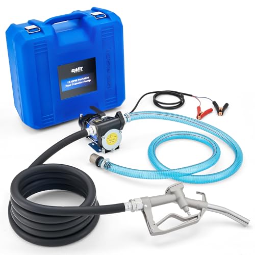 OMT 12V Electric Fuel Transfer Pump Kit, 15GPM Diesel Fuel Transfer Pump | Aluminum Nozzle Transfer Pump for Diesel Kero Light Fuels, Heavy Duty Automatic Oil Transfer Pump with Overheat Protection - color: 15GPM Gas Pump Kit