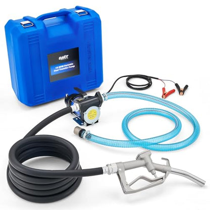 OMT 12V Electric Fuel Transfer Pump Kit, 15GPM Diesel Fuel Transfer Pump | Aluminum Nozzle Transfer Pump for Diesel Kero Light Fuels, Heavy Duty Automatic Oil Transfer Pump with Overheat Protection - color: 15GPM Gas Pump Kit
