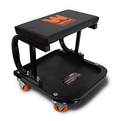 WEN 73011T 250 lb. Capacity Rolling Mechanic Seat with Onboard Storage