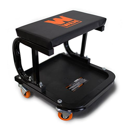 WEN 73011T 250 lb. Capacity Rolling Mechanic Seat with Onboard Storage
