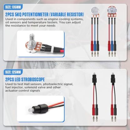 Multimeter Test Leads Kit 104PCS Multimeter Leads Kit Multi Function Electrical Back Probe Kit Efficient Automotive Circuit Test Leads Kit Relay Wire Terminal Test Diagnostic Tool with Alligator Clips - size: 104PCS