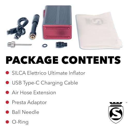 SILCA ELETTRICO Electric Bike Pump - Digital Bicycle Tire Pump with Auto Shut-Off, USB-C Rechargeable, Ultra-Light & TSA-Compliant for Travel - Universal Compatibility