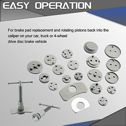 ATP 23pcs Heavy Duty Disc Brake Caliper Tool Set and Wind Back Kit for Brake Pad Replacement Fits Most American, European, Japanese Makes/Models