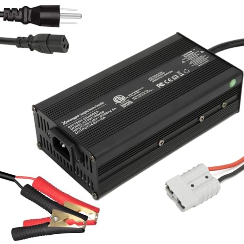 14.6V 10A LiFePO4 Battery Charger, 12V 4-String Lithium Smart Charger with Anti-Spark & Active PFC, Wide 90-264V AC for RV/Deep Cycle, Anderson to Alligator Clips - size: 12v 10a