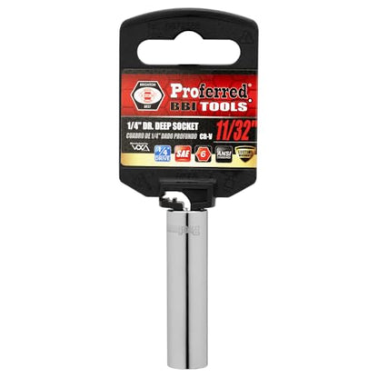 S15111 1/4" Drive SAE Socket, 11/32" Deep 6 Point - size: 11/32 INCH, style: DEEP