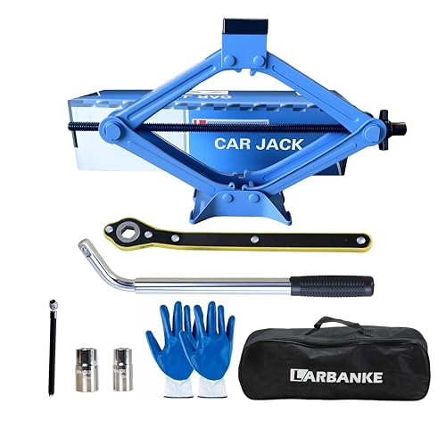 LARBANKE Car Jack Kit, 2.5 Ton (5511lbs), 16.5'' Portable Non-Slip Scissor Lift Jacks, Car Jack 8 Piece Set with Ratchet and Tire Replacement Kit for Sedan, MPV, SUV