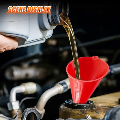 YoRise Long Neck Oil Funnel, Plastic Spill Saver Funnels for Automotive Use, Oil Change Funnel Set for Filling Lubricants Engine Oils Water Diesel Fuel Kerosene and Other Liquids (S-Red) - color: S-Red