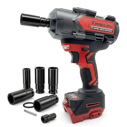1/2" Cordless Impact Wrench, 1200N·m Brushless, Bare Tool | 900Ft-lbs, 4-Speed Dual LED, Works with Milwaukee 18V Battery, All-Metal Gearbox - style: 1/2 for Milwaukee Battery
