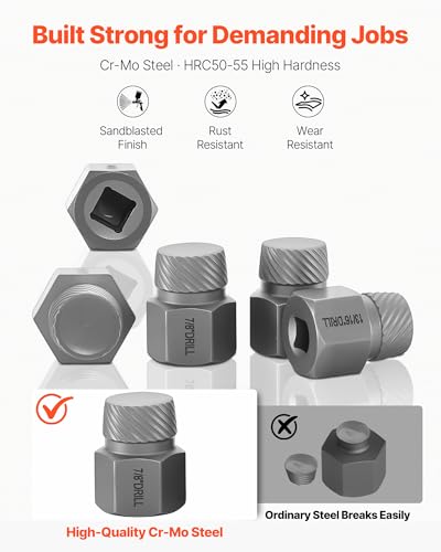 VEVOR 27Pcs Screw Extractor Set Hex Head Multi-Spline Easy Out Bolt Extractor Tool, CR-MO Steel Heavy Duty EZ Out Rounded Screw Remover, Adapters - size: 27 PCS