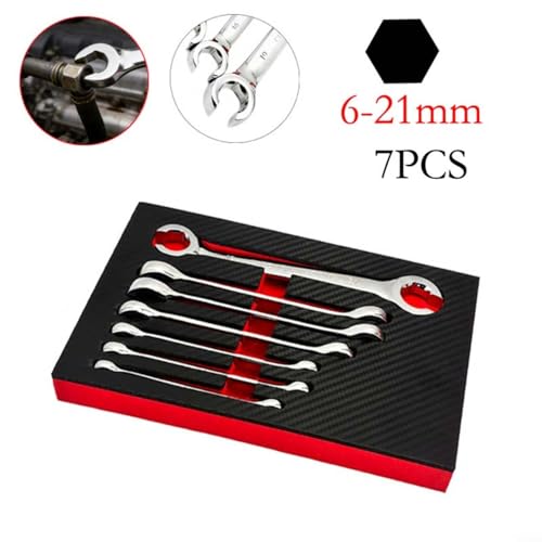 7PCS 6-21mm Double-End Metric Flare Nut Wrench Set in Chrome Vanadium Steel, for Automotive Fuel Brake Air Conditioning and Plumbing Jobs