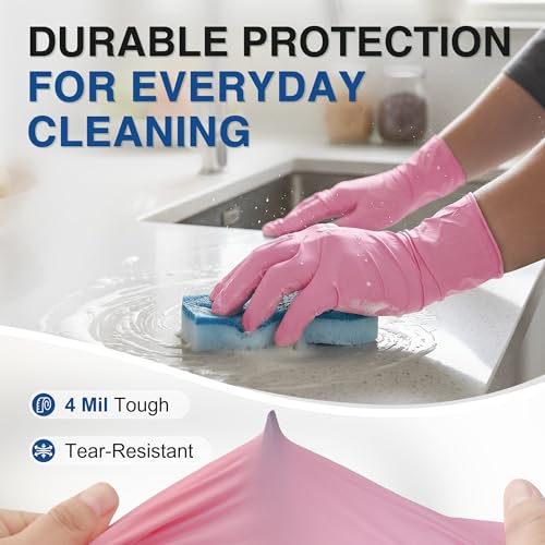 Schneider Medical Nitrile Exam Gloves, Powder & Latex Free, Pink | Disposable for Medical Exams, Cooking, Food Prep, Cleaning, Home, Household Use, 4Mil - size: Medium