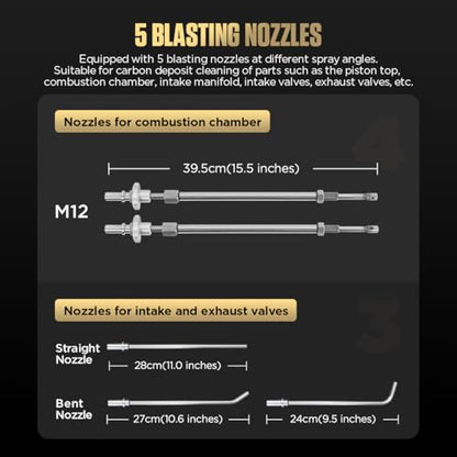 Walnut Blaster, with 23 Pcs Adapters & 5KG Walnut Blaster Kit for Carbon Cleaning, Dual-Mode Automotive Combustion Chamber Intake Valves & Manifold De-Carbon Cleaning Machine, 1400W - size: 1400W Walnut Blaster