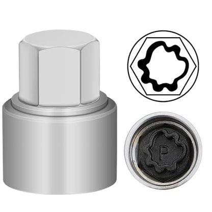 P Wheel Locking Nut Key Compatible with Audi Series, (Socket OD 27mm - ID 25mm), Wheel Lock Nut Socket Adapter, Wheel Anti-Theft Lug Nut Removal Tool, Anti-Theft Screw Remover - size: Socket P