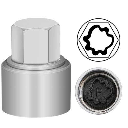 P Wheel Locking Nut Key Compatible with Audi Series, (Socket OD 27mm - ID 25mm), Wheel Lock Nut Socket Adapter, Wheel Anti-Theft Lug Nut Removal Tool, Anti-Theft Screw Remover - size: Socket P