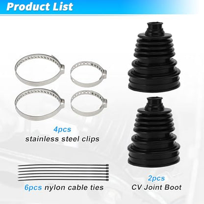 ACROPIX 2pcs CV Joint Boot with 4 Stainless Steel Clamps & 6 Cable Ties, Waterproof & Dustproof CV Axle Boot Repair Kit Universal CV Joint Boot Fits for Most Cars - size: Set C