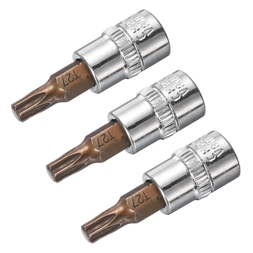 uxcell 3pcs 1/4" Drive x T27 Torx Bit Socket, S2 Steel Bits CR-V Sockets 38mm Length Use with Ratchet Wrench, Slide Bar, Extension Rod - size: T27